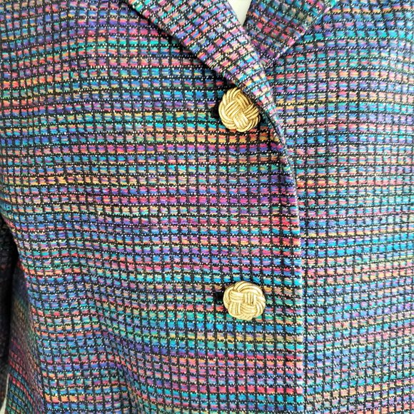 DONCASTER 100% Silk Multicolor Short Length Blazer / Jacket - Picture 2 of 7